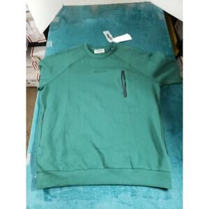 Guess Sweater Size 2XL XXL Mens Green Crew Neck Zipped Pocket Cotton Preppy NWD
